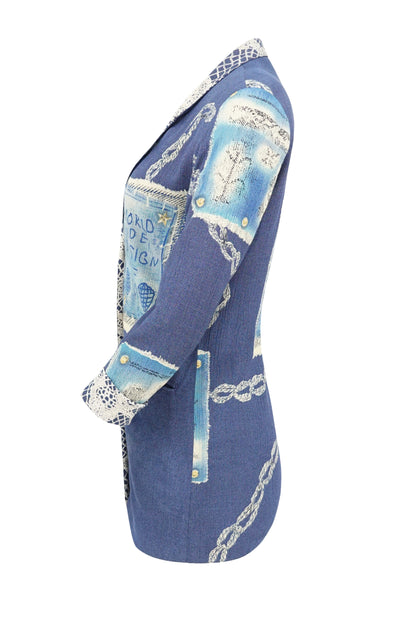 Vintage Late 1980s "World Wide Design" Novelty Print Crepe Blazer