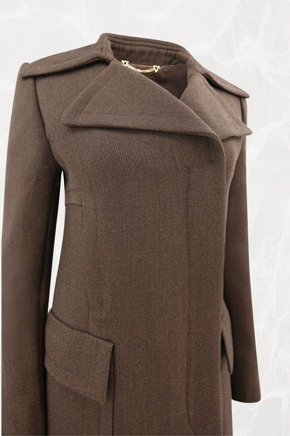 Tom Ford for Gucci FW1996 coat, side profile showing architectural silhouette — Disco Palma