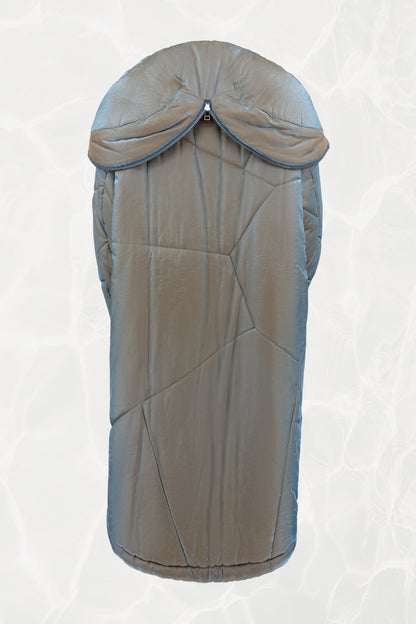 Fall 1993 Runway Iridescent Quilted Cocoon Coat with Hood