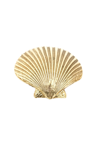 Vintage 1980s Gold-Tone Scallop Shell Clip-On Earrings