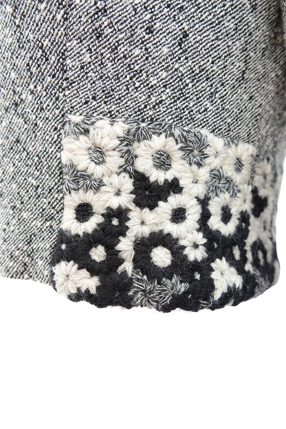 Kenzo Paris gray tweed cropped blazer, back view — Disco Palma