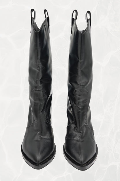 Cowboy Wedge Boots with Gold Hardware Heels
