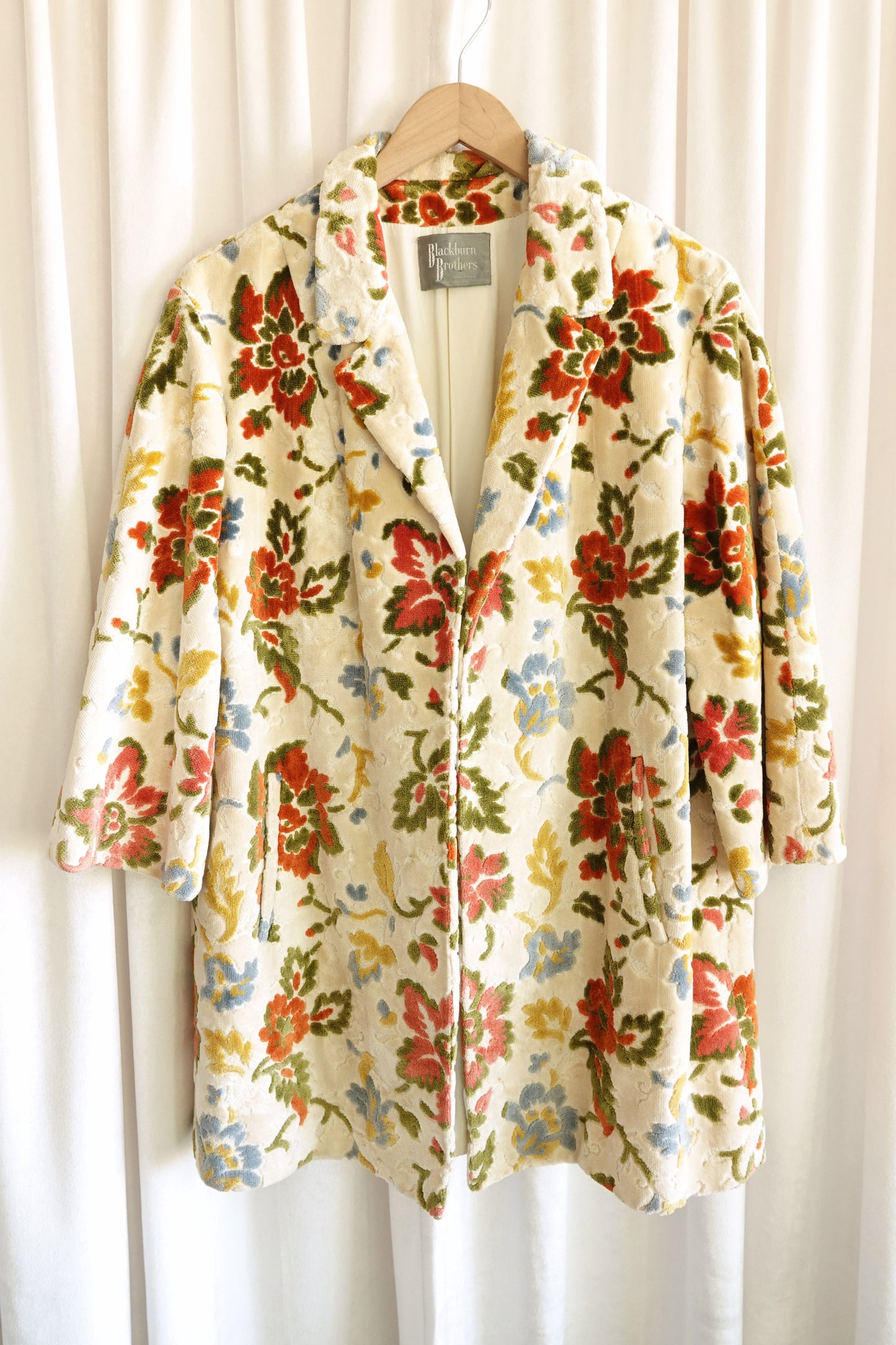 Vintage Late 1960s Floral Chenille Tapestry Coat