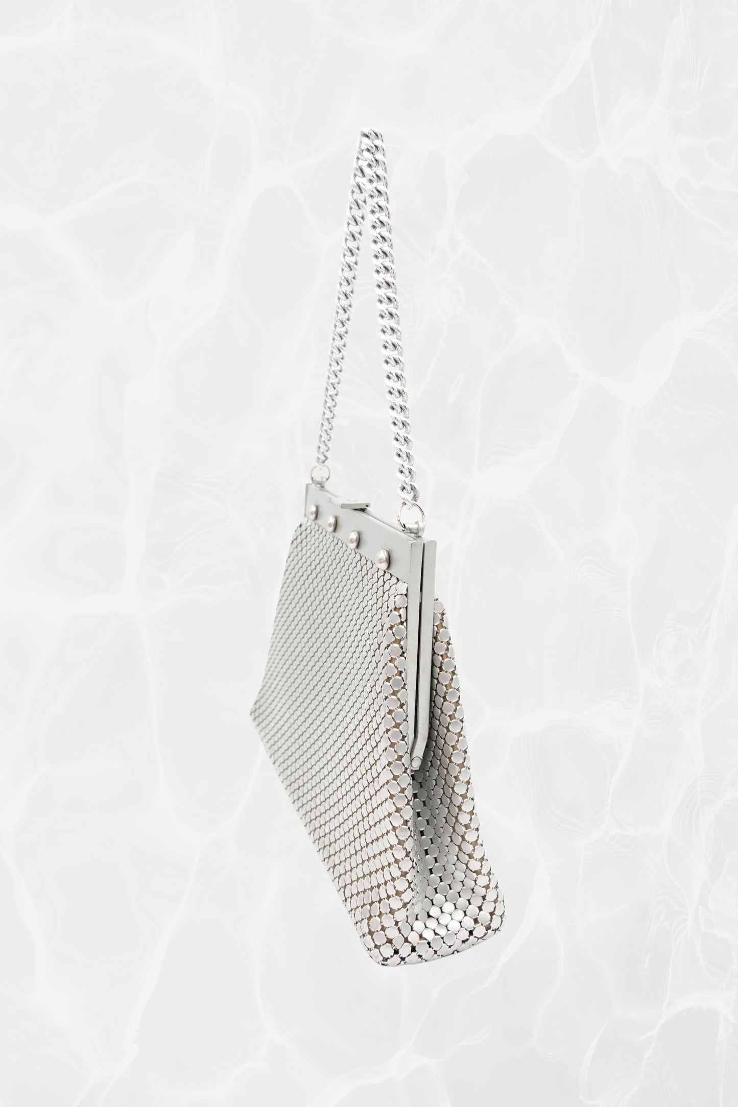 Silver Mesh Evening Bag with Chain Handle