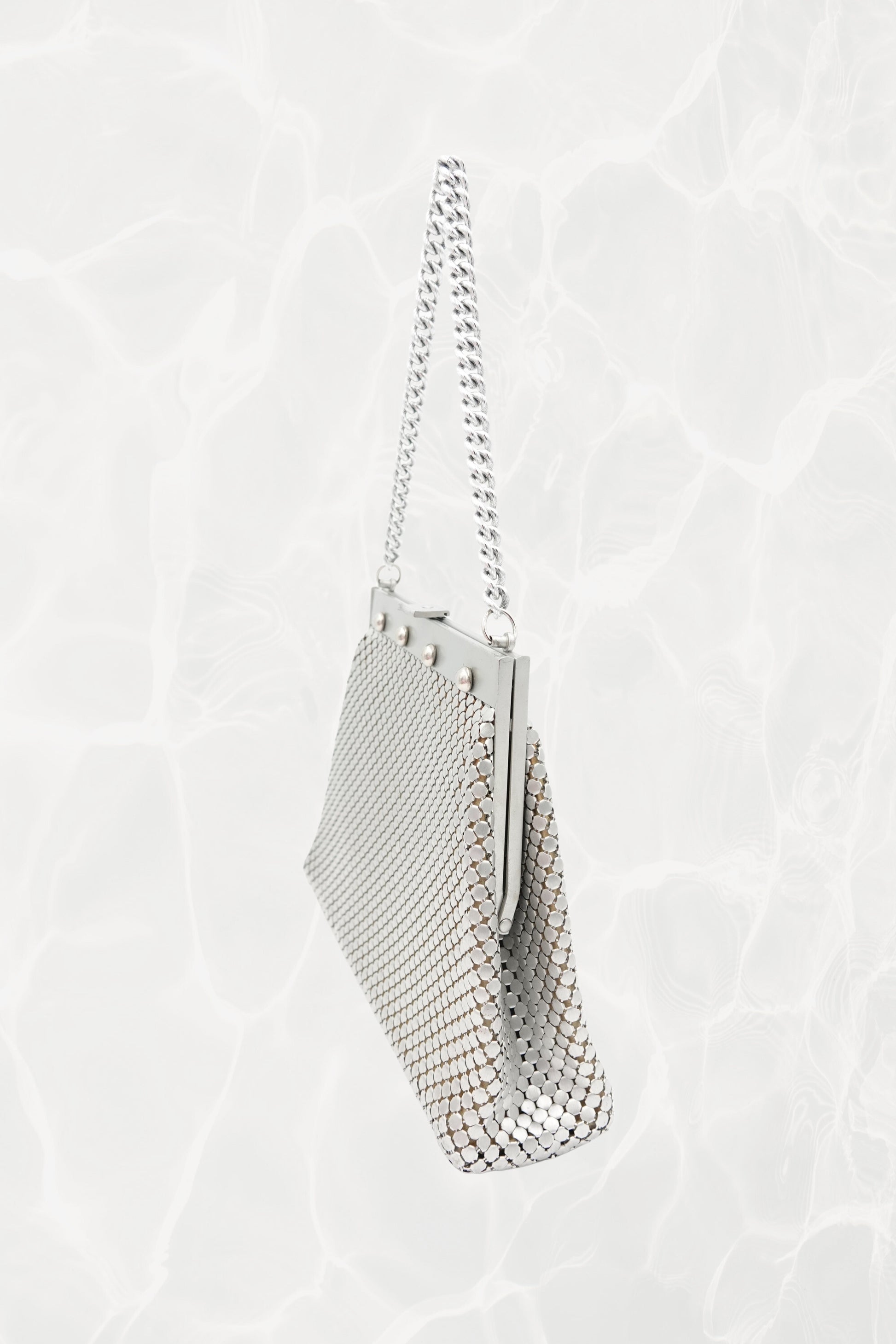 Silver Mesh Evening Bag with Chain Handle