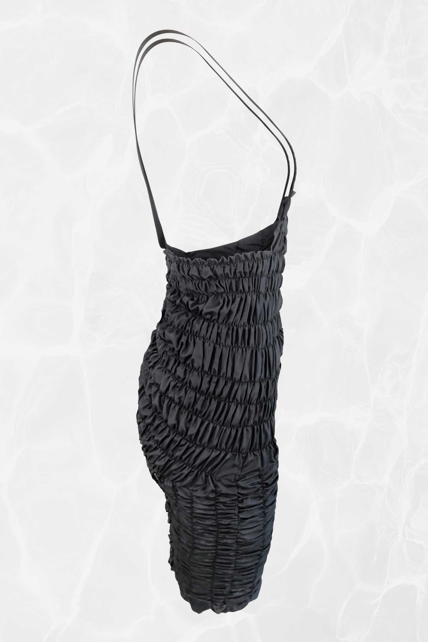 Comme Des Garçons Black Ruched Suspender Dress Circa 1989