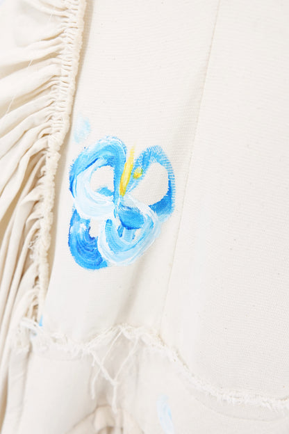 SS19 Hand-Painted Floral Cotton Canvas Gown