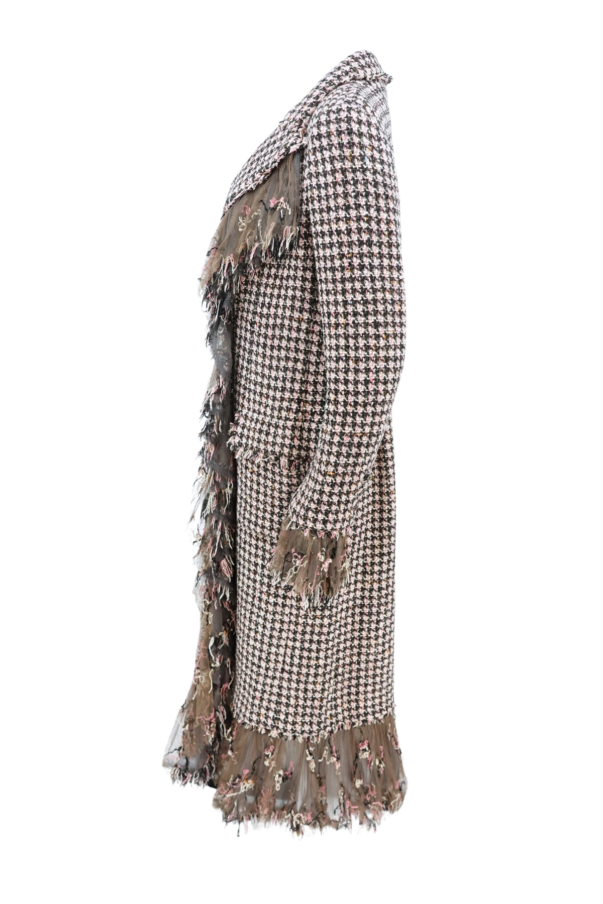 Chanel by Karl Lagerfeld Métiers d'Art Paris-London Fringed Houndstooth Tweed Coat