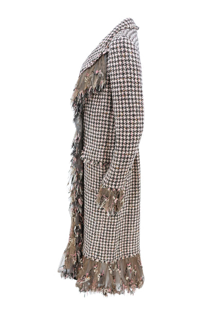 Chanel by Karl Lagerfeld Métiers d'Art Paris-London Fringed Houndstooth Tweed Coat
