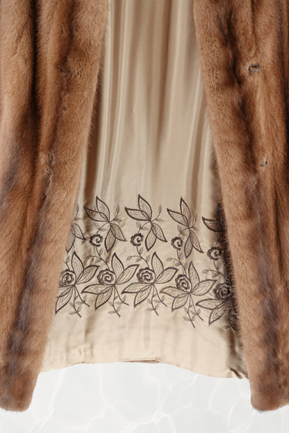 AEM Hurtig Furs  Canadian Mink Coat with Embroidered Silk Lining 1960s - 70s