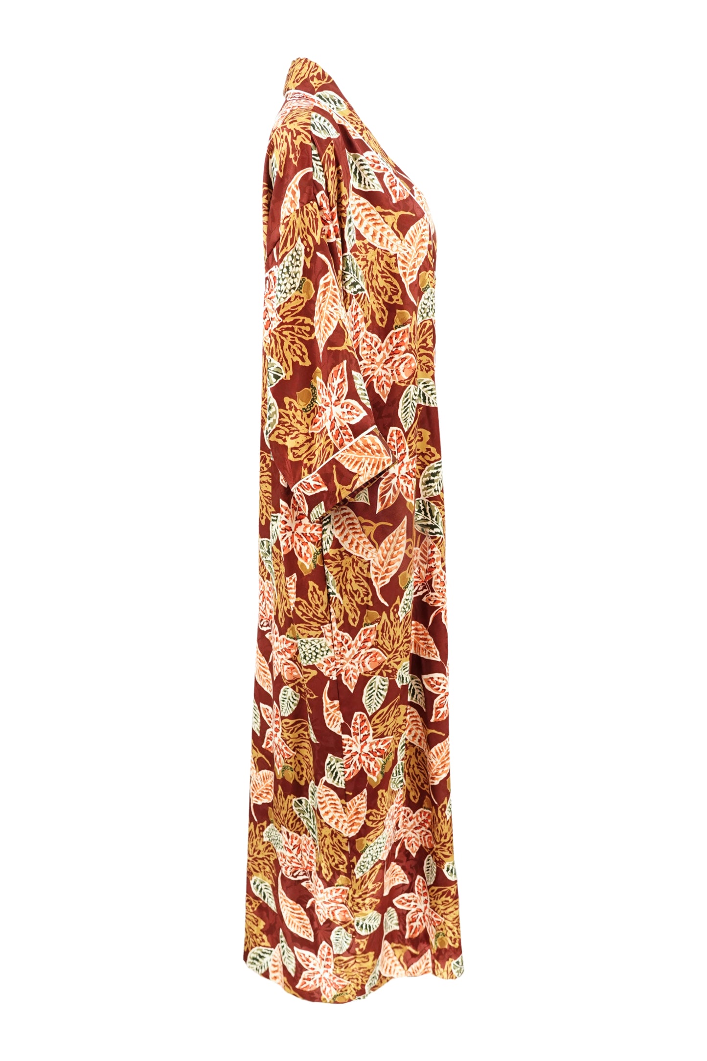 Christian Dior Lingerie autumn leaf print robe, side view — Disco Palma