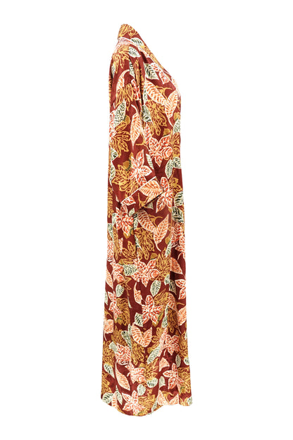 Christian Dior Lingerie autumn leaf print robe, side view — Disco Palma