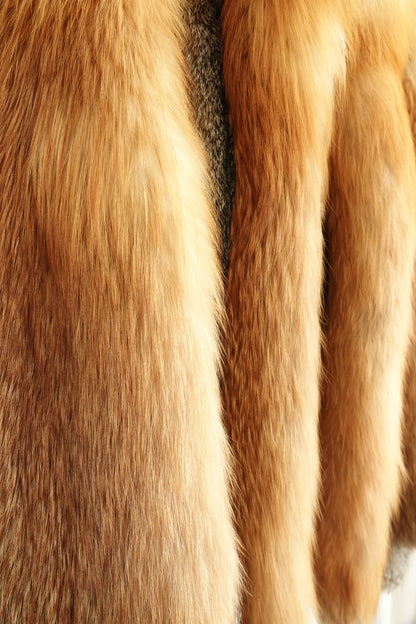 1970s Voluminous Red Fox Fur Cropped Jacket with Natural Silver Fox Panels