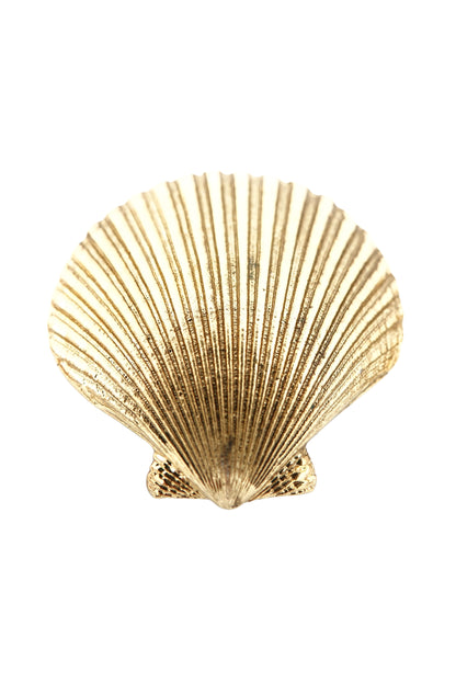 Vintage 1980s Gold-Tone Scallop Shell Clip-On Earrings