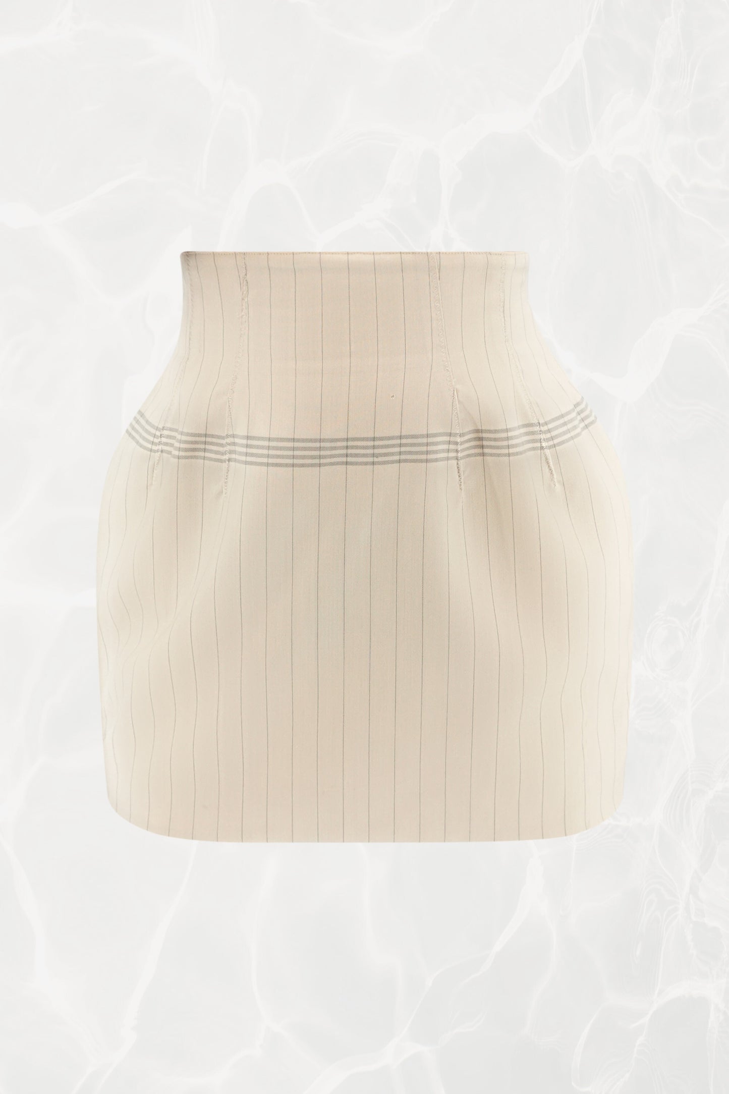 SS88 Pinstripe Tailored Skirt Suit with Lace Eagle Appliqué