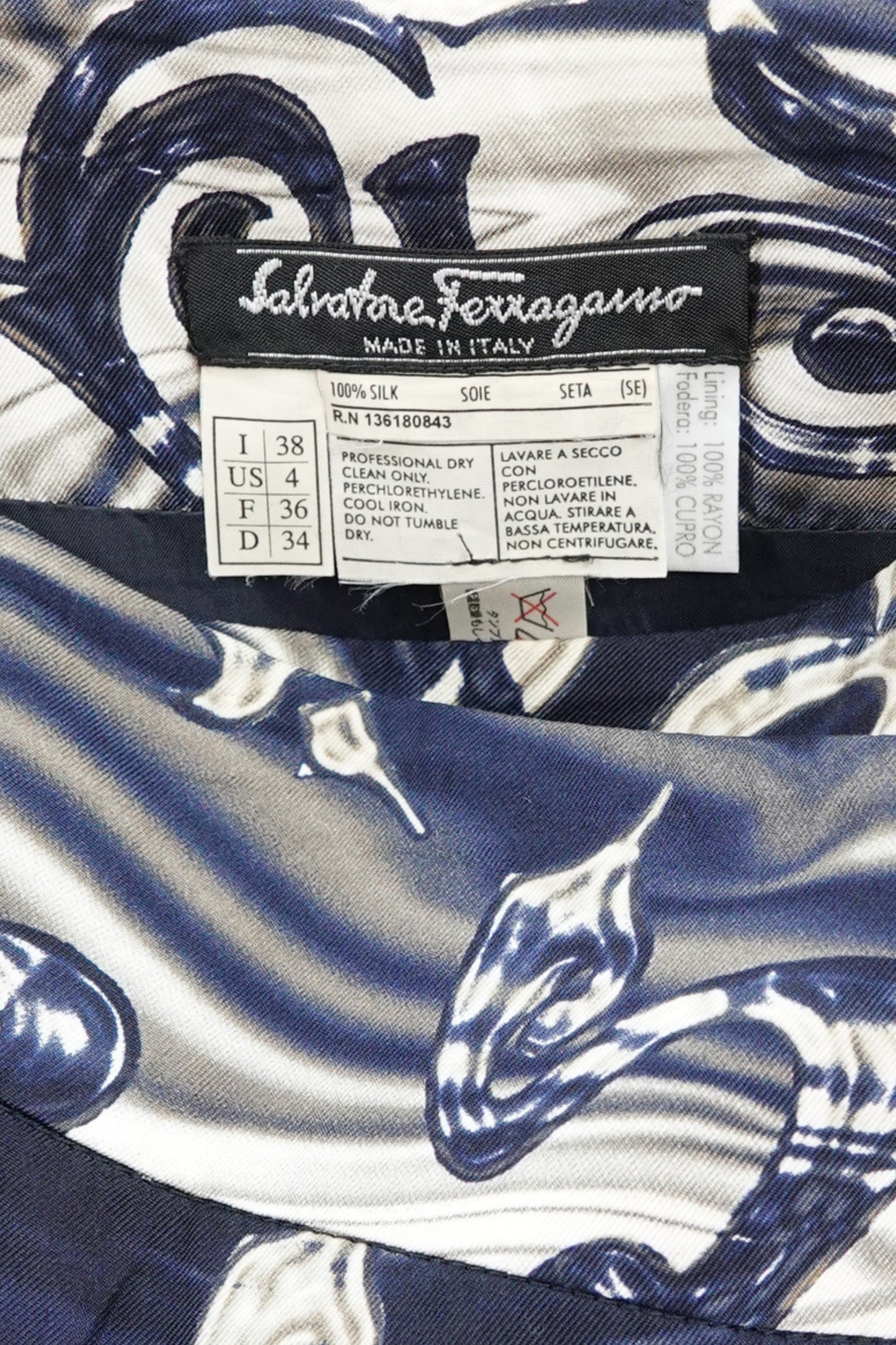 Vintage Silk Twill Filigree Print Wrap Pencil Skirt, C. Late 90's - Early 00's
