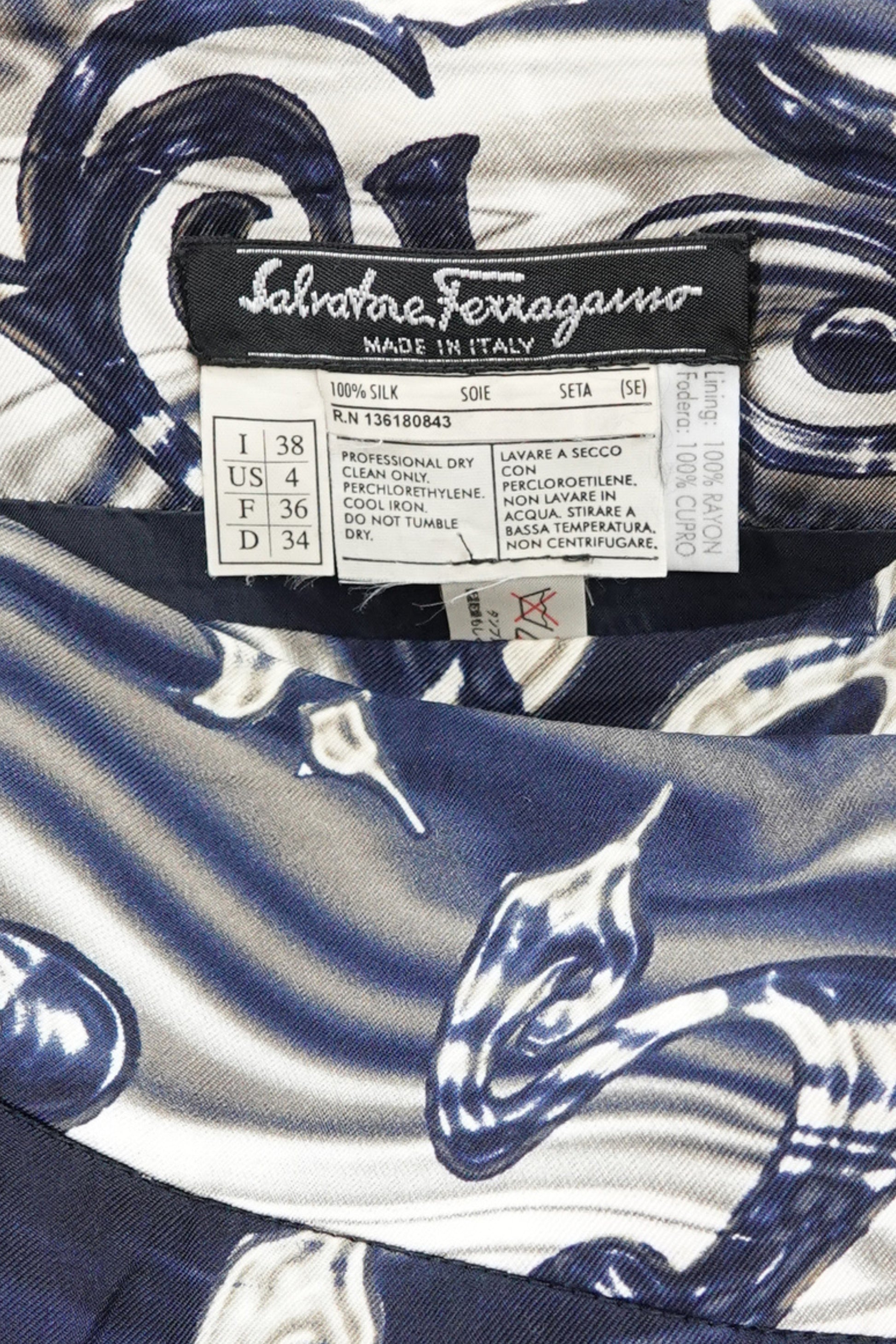 Vintage Silk Twill Filigree Print Wrap Pencil Skirt, C. Late 90's - Early 00's