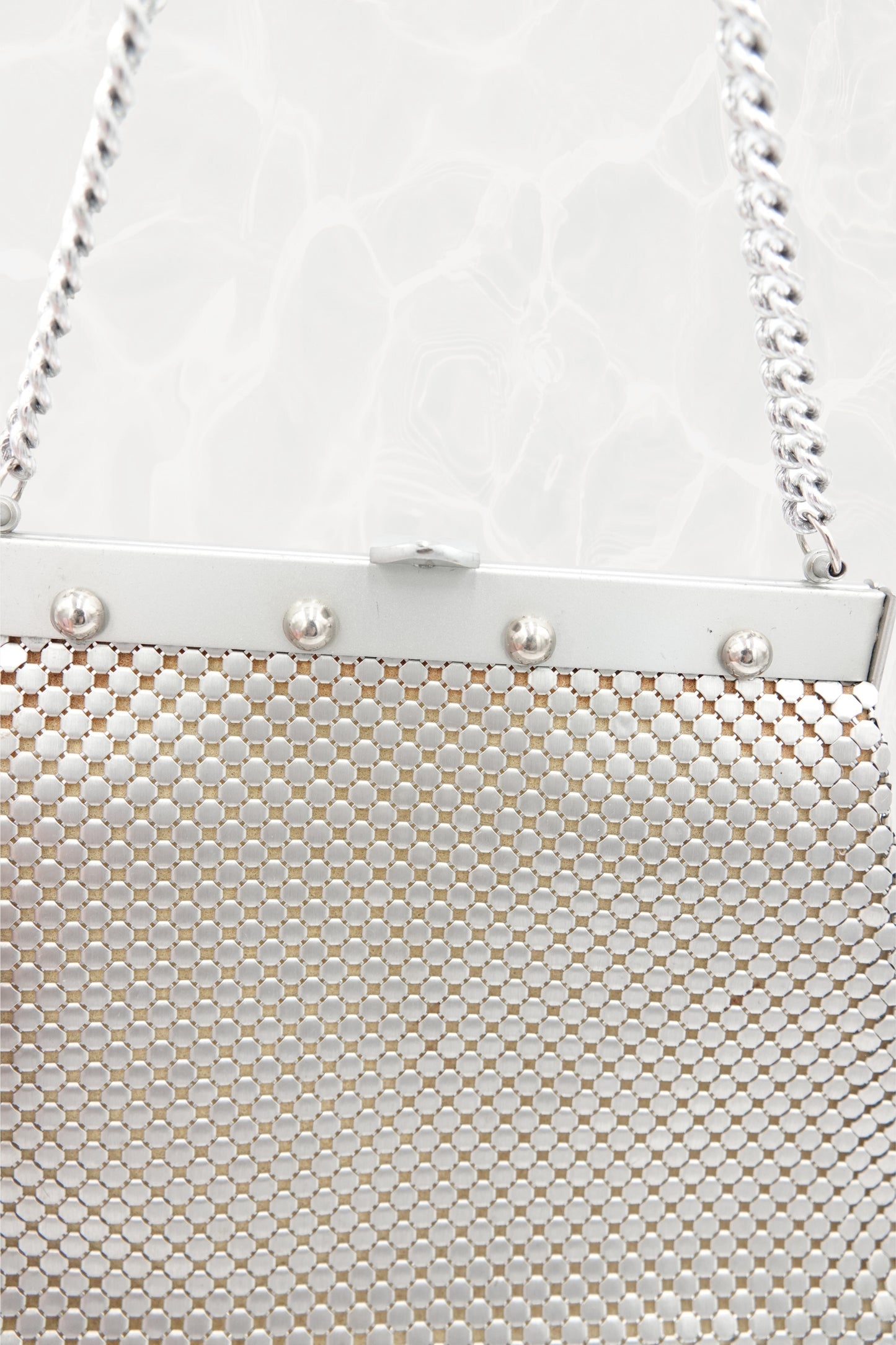 Silver Mesh Evening Bag with Chain Handle