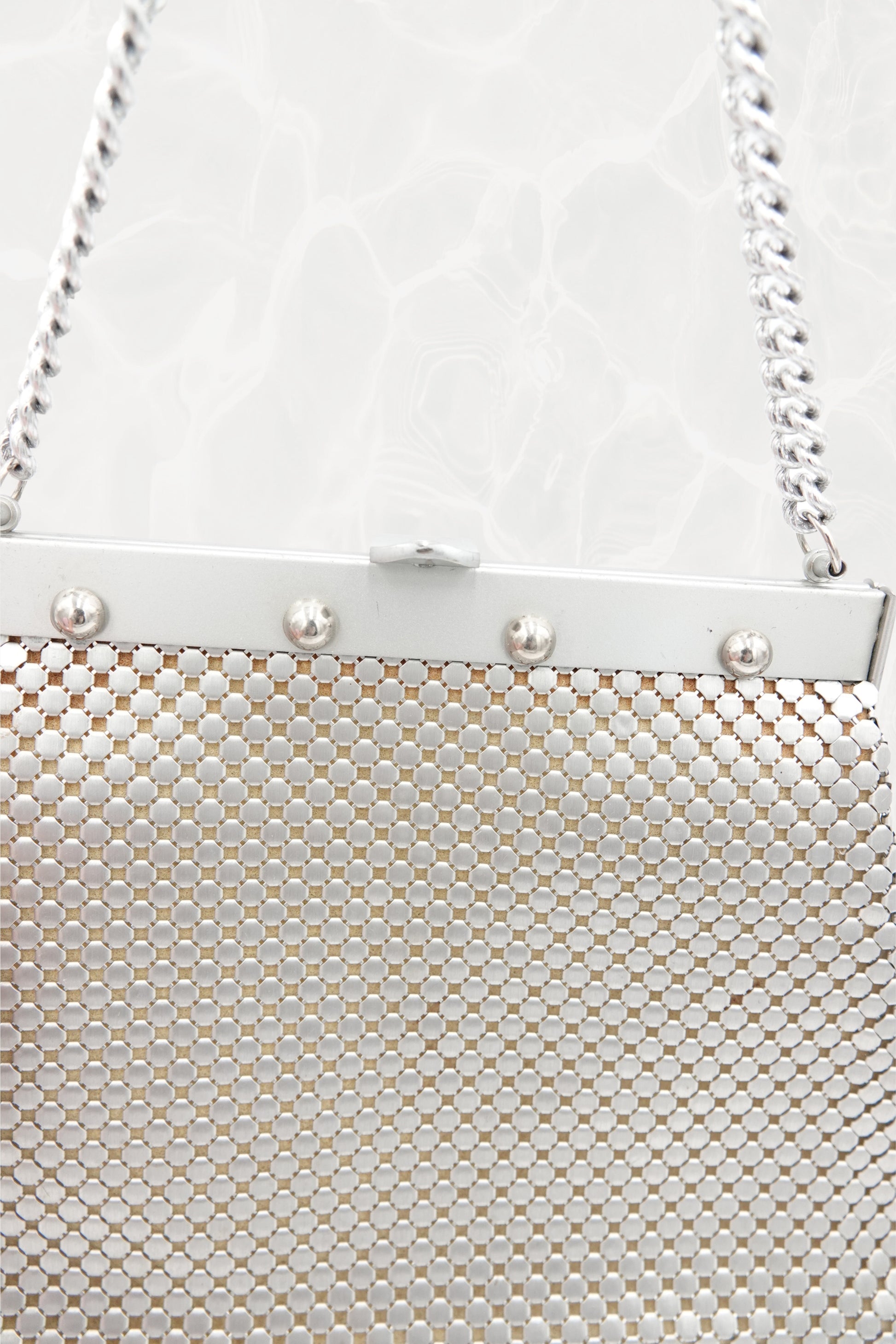 Silver Mesh Evening Bag with Chain Handle