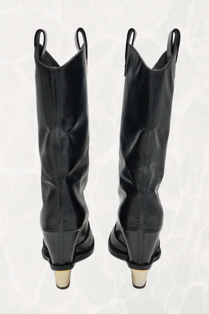 Cowboy Wedge Boots with Gold Hardware Heels