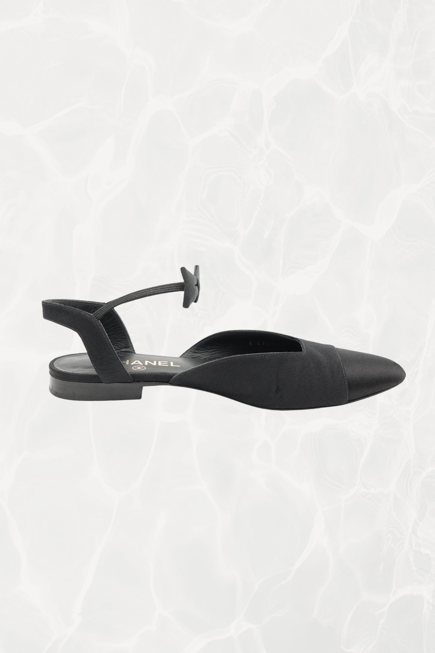 Chanel flat, gold CC interlocking logo on slingback strap — Disco Palma