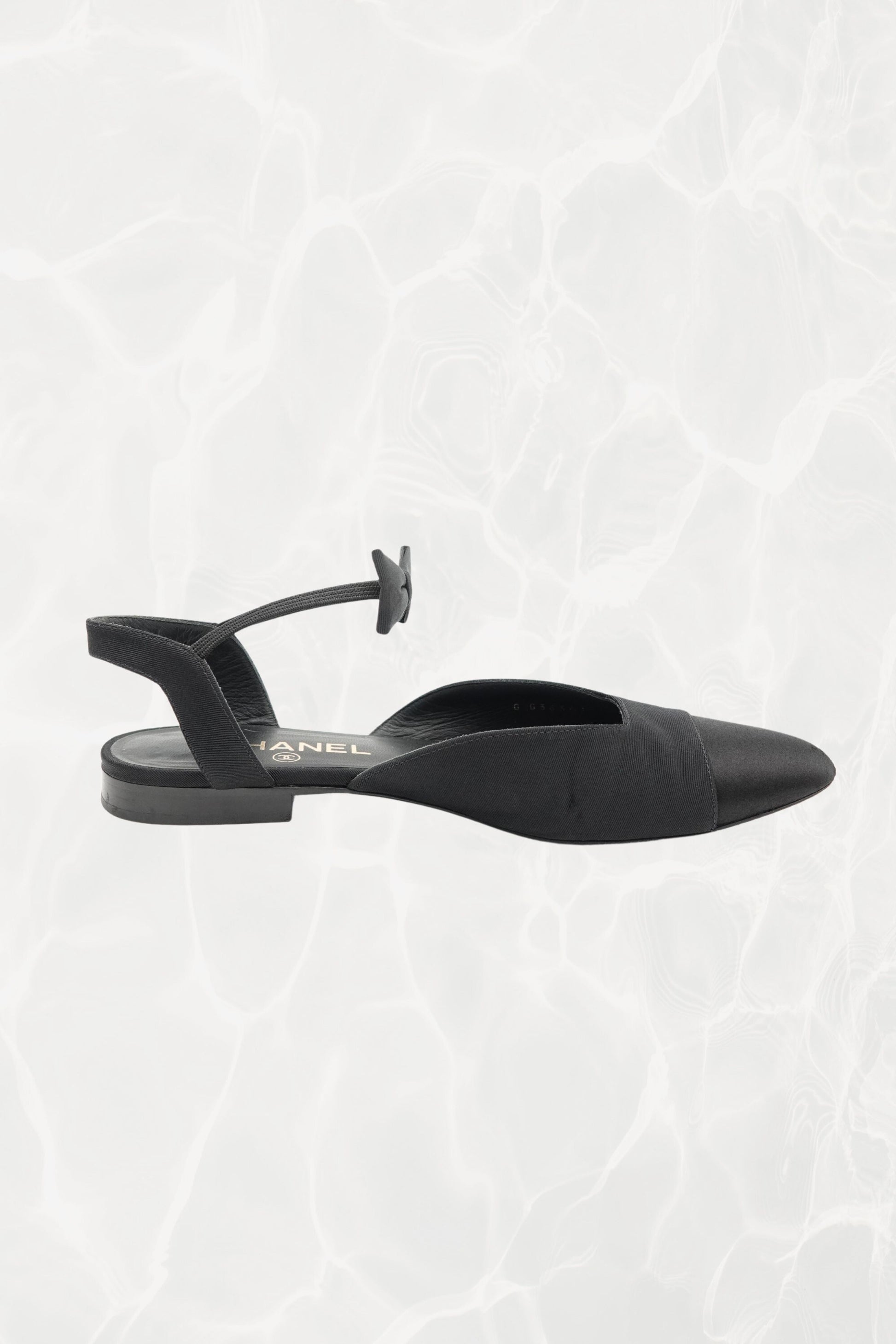 Chanel flat, gold CC interlocking logo on slingback strap — Disco Palma