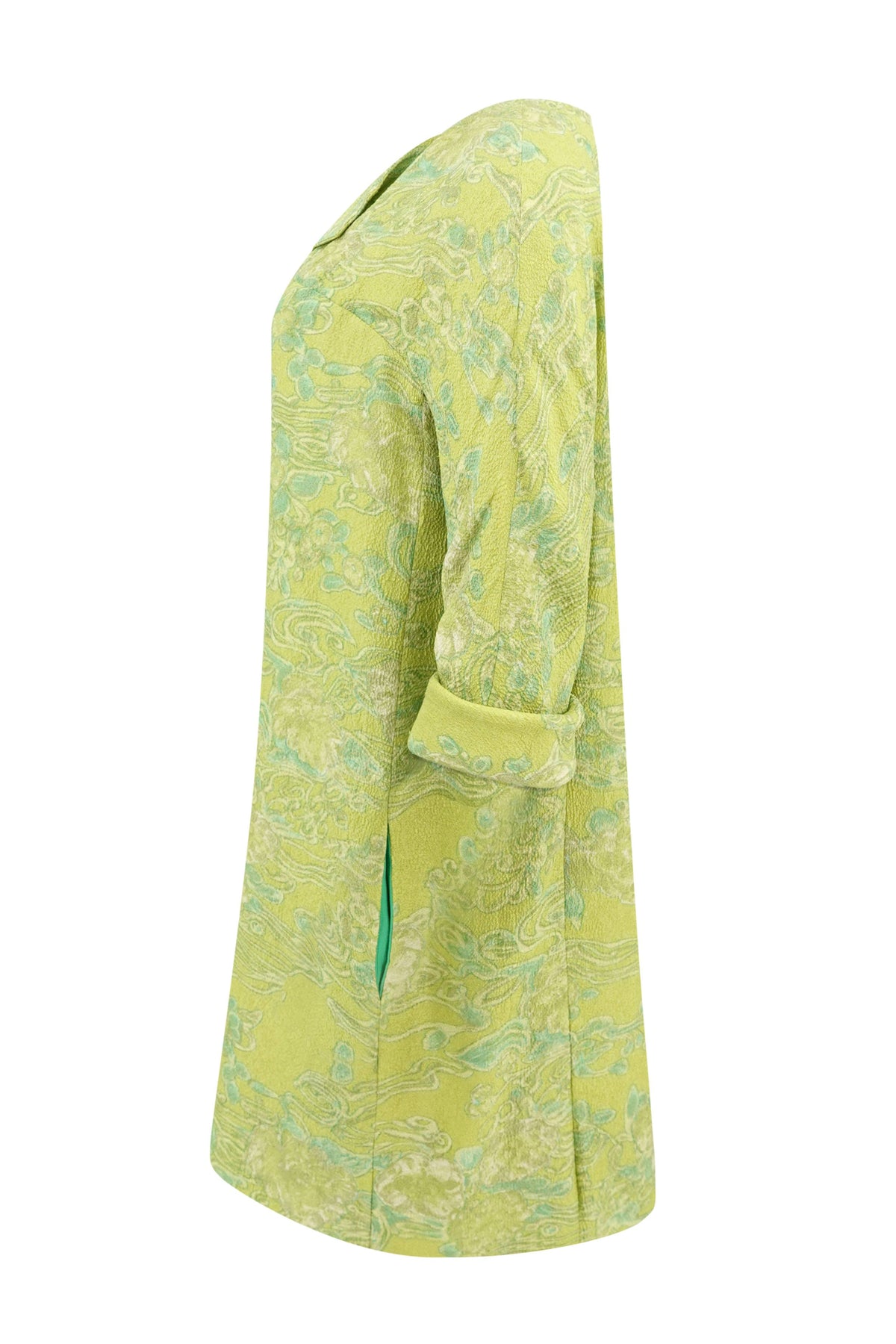Balenciaga Edition by Nicolas Ghesquière Chartreuse Cloqué Brocade Tunic Dress with Scarf
