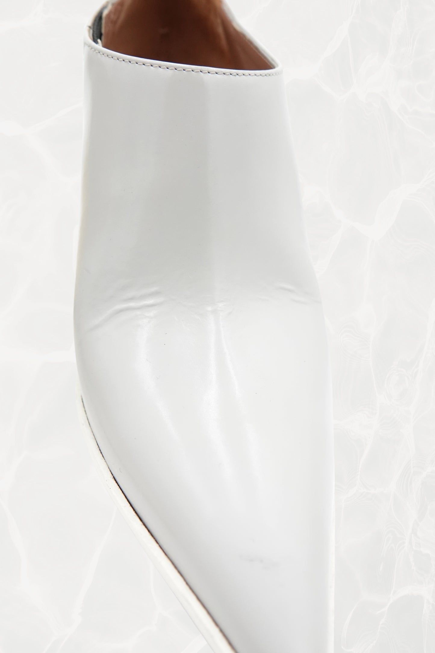 Spring 2017 Color-Block Grey Leather Pointed Pump, Yellow Block Heel