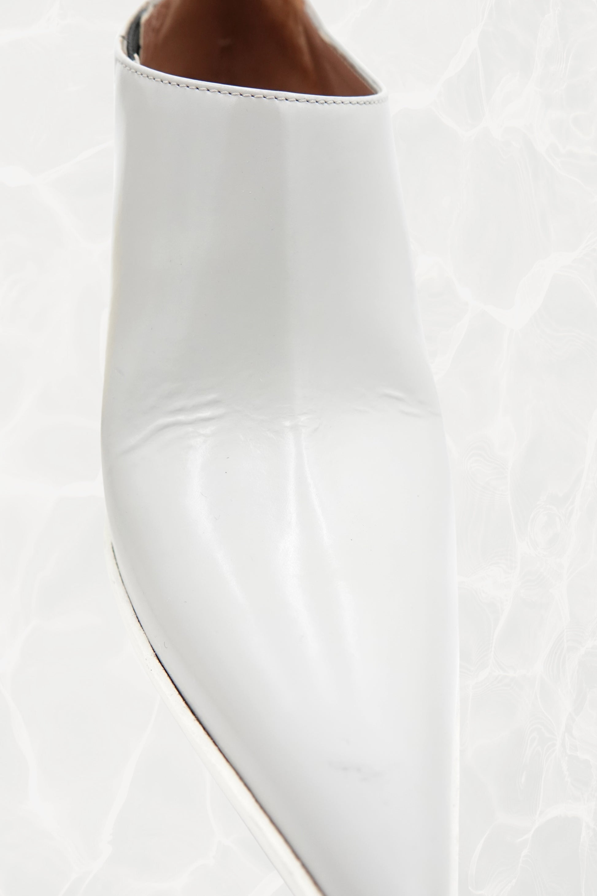 Spring 2017 Color-Block Grey Leather Pointed Pump, Yellow Block Heel