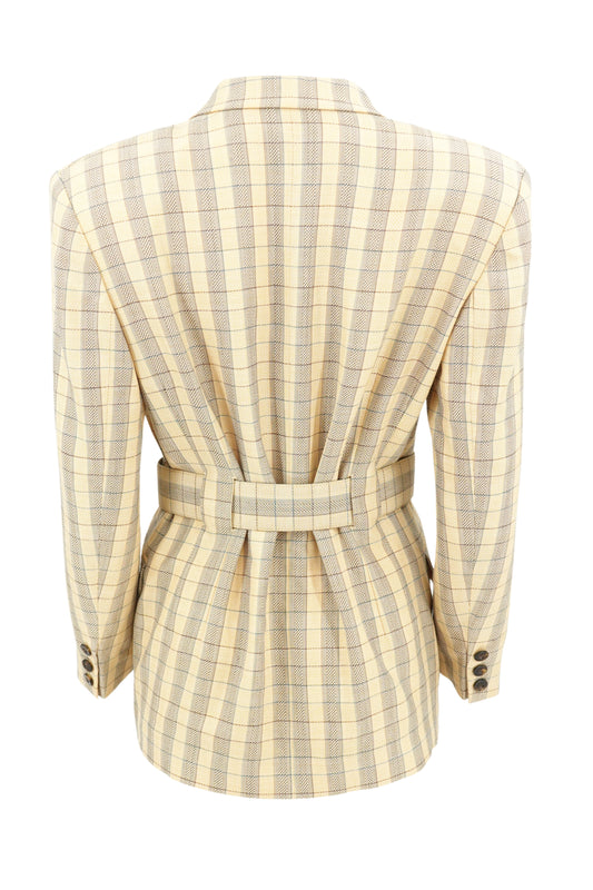 Vintage Christian Dior Sports Belted Glen Plaid Blazer Jacket Late 1980s 1990s