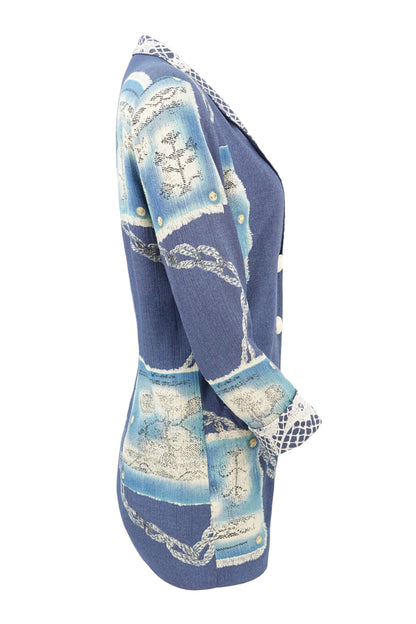 Vintage Late 1980s "World Wide Design" Novelty Print Crepe Blazer