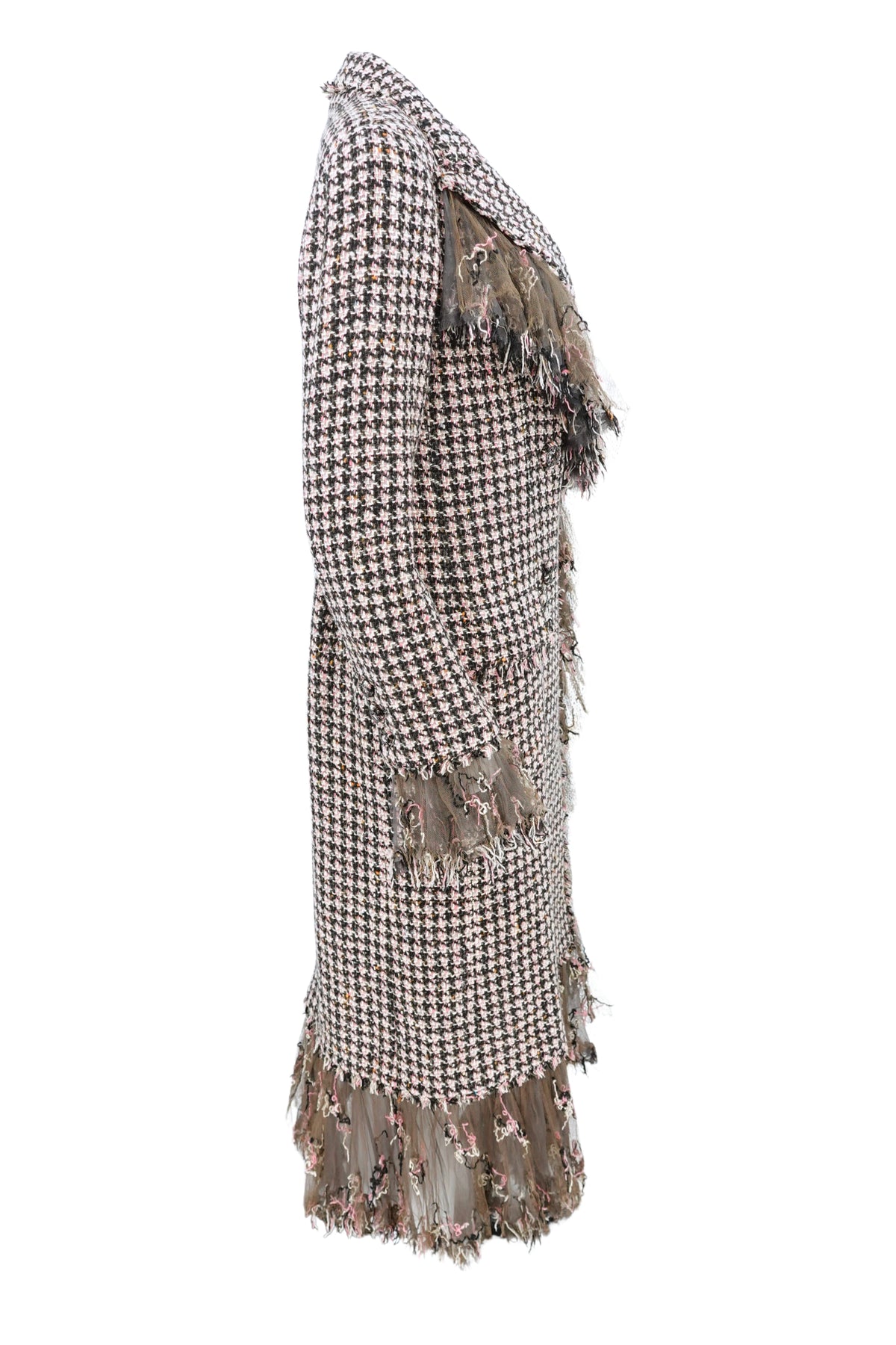 Chanel by Karl Lagerfeld Métiers d'Art Paris-London Fringed Houndstooth Tweed Coat