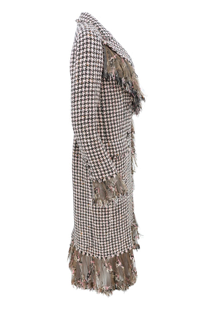 Chanel by Karl Lagerfeld Métiers d'Art Paris-London Fringed Houndstooth Tweed Coat