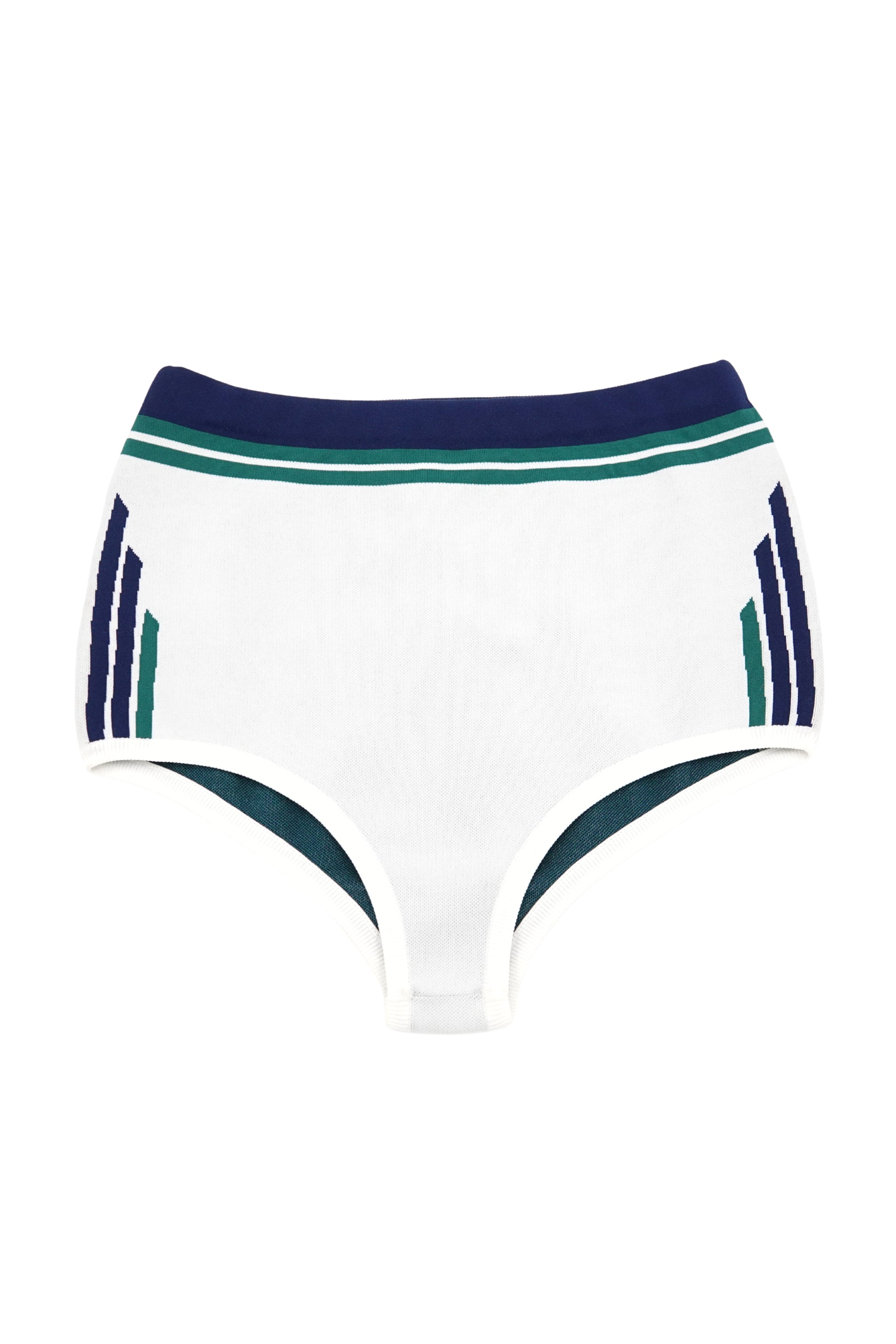 Piqué Knit Intarsia Striped Mini Shorts