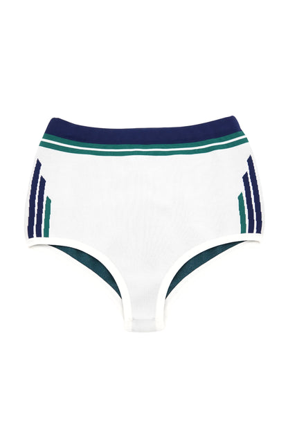 Piqué Knit Intarsia Striped Mini Shorts
