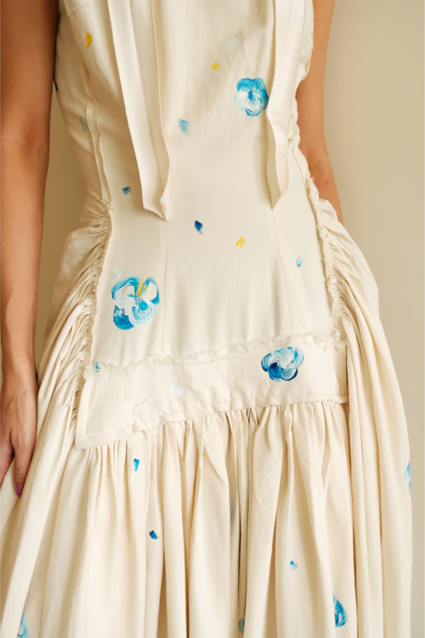 SS19 Hand-Painted Floral Cotton Canvas Gown