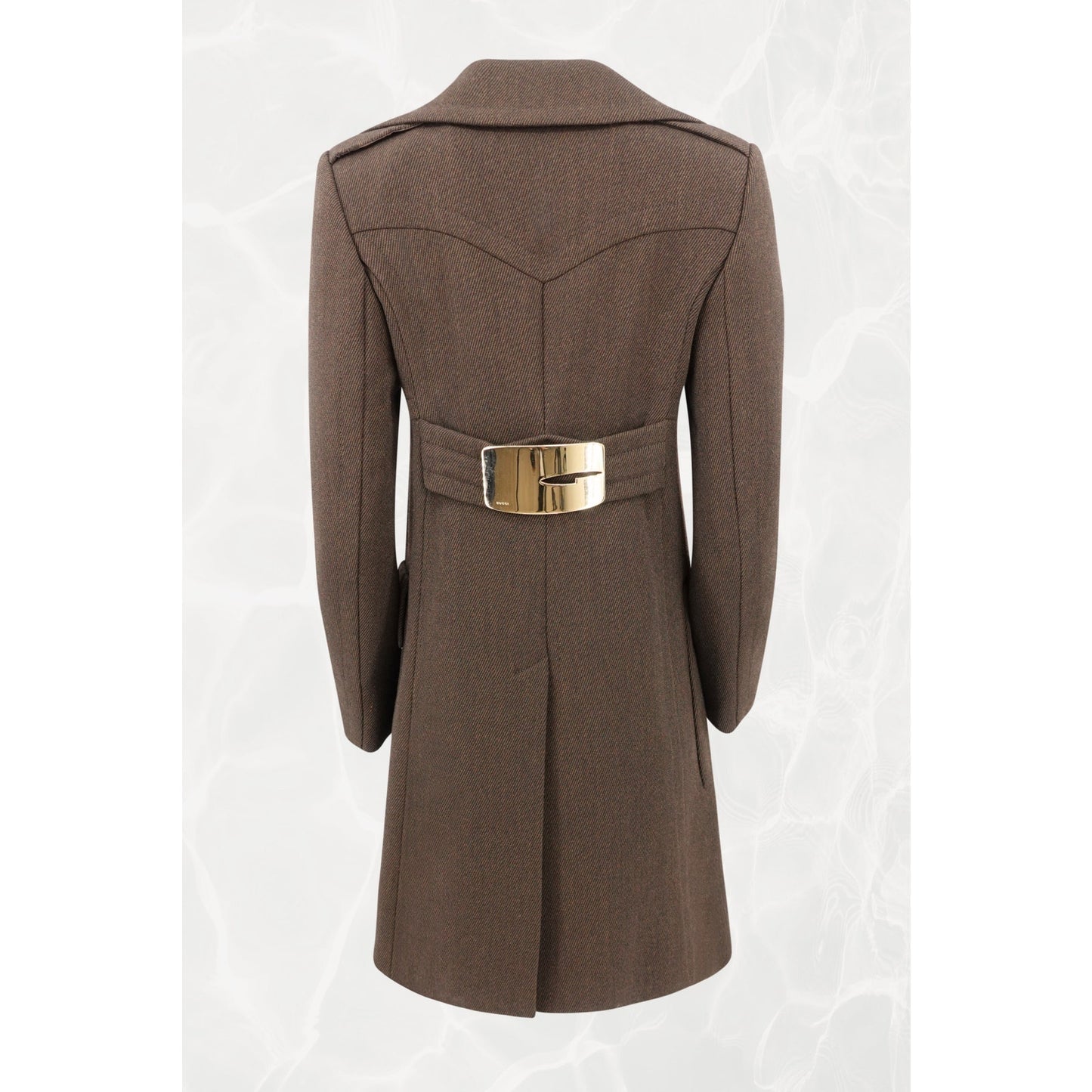 Tom Ford for Gucci FW1996 Architectural Twill Coat, Gold G Oversized Hardware