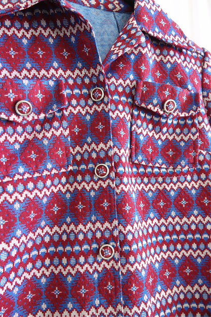 Vintage 1970s Fair Isle knit set, collar and button detail — Disco Palma