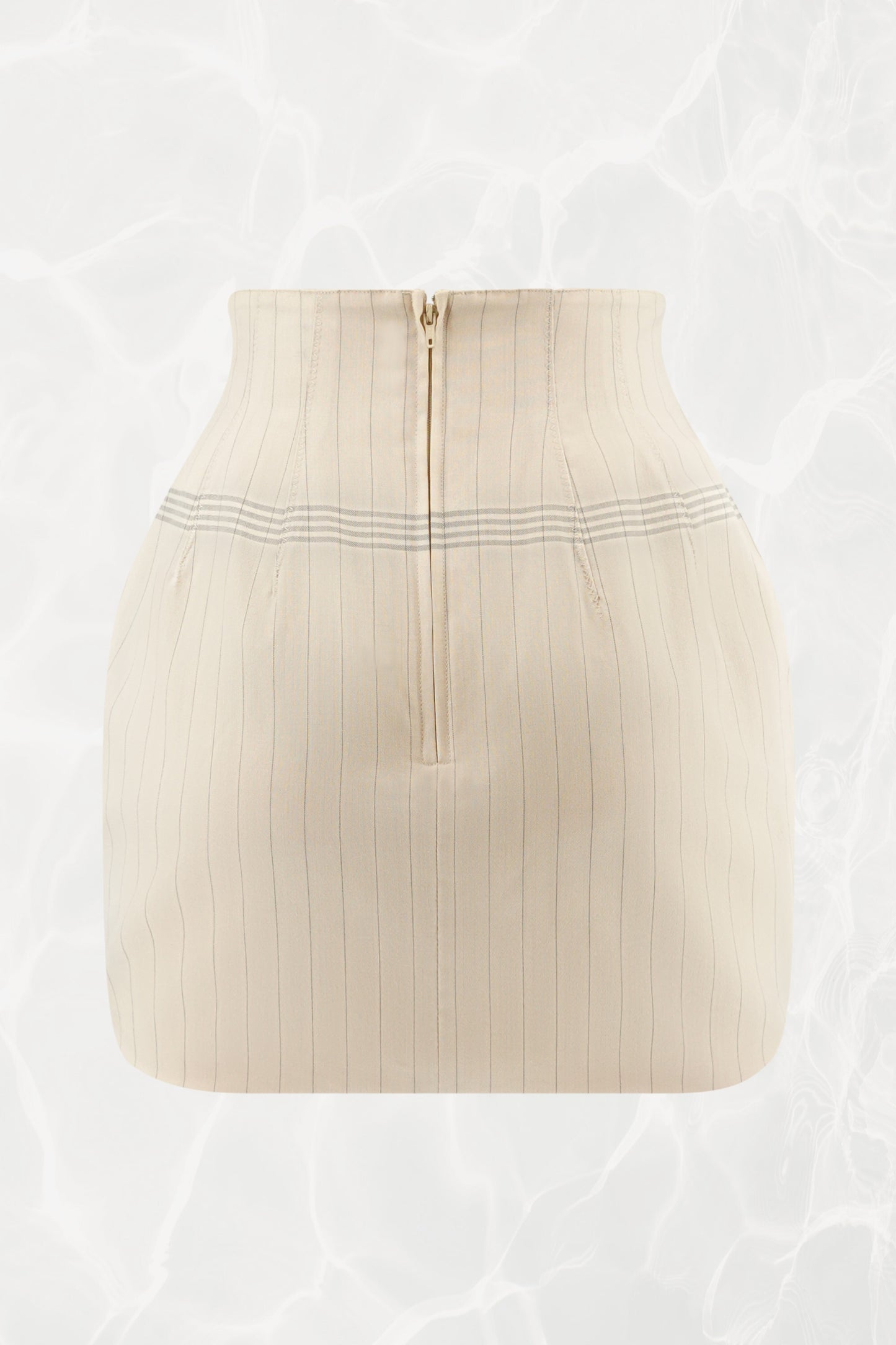 SS88 Pinstripe Tailored Skirt Suit with Lace Eagle Appliqué