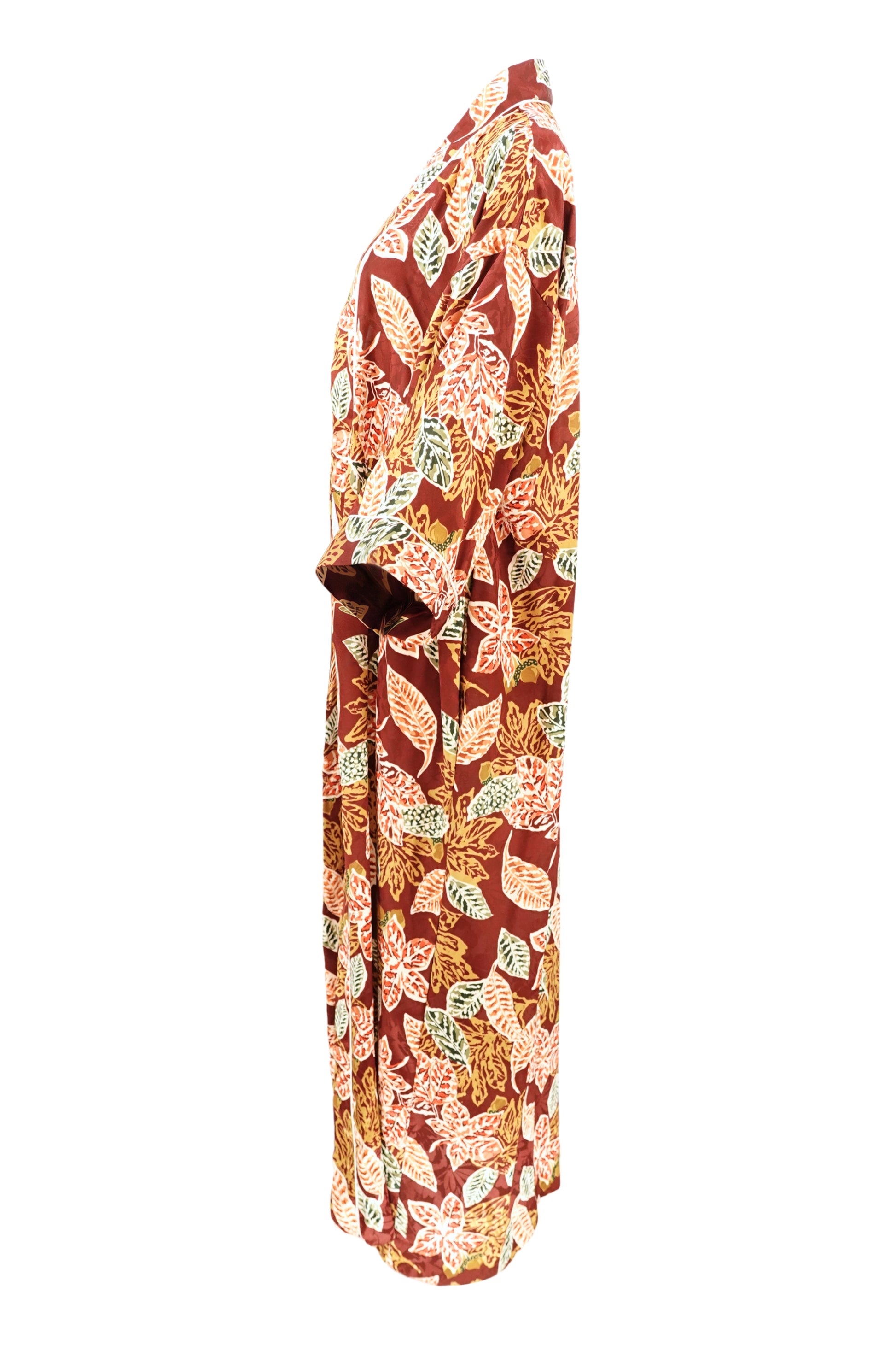 Christian Dior Lingerie autumn leaf print robe, opposite side view — Disco Palma
