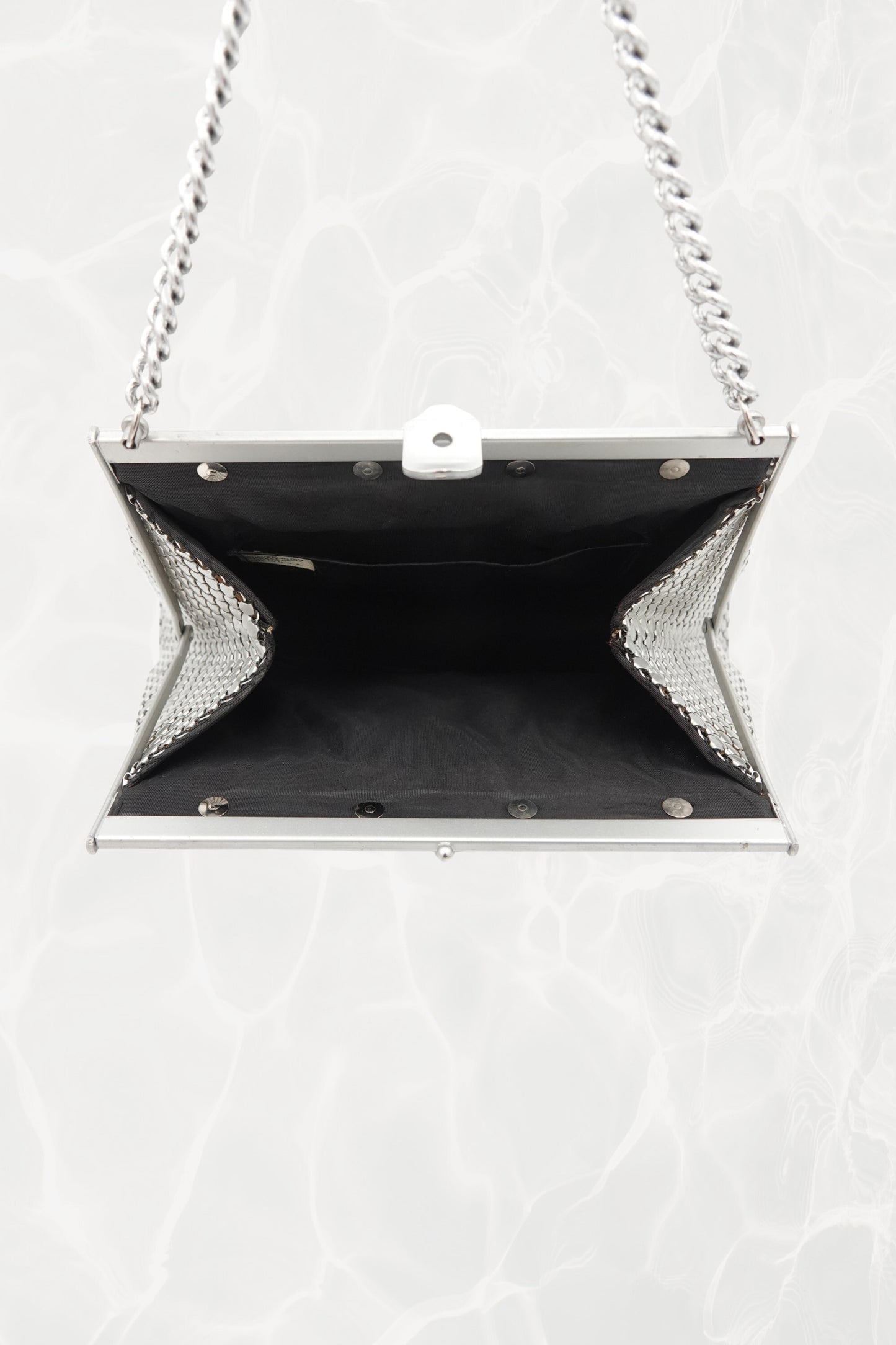 Silver Mesh Evening Bag with Chain Handle
