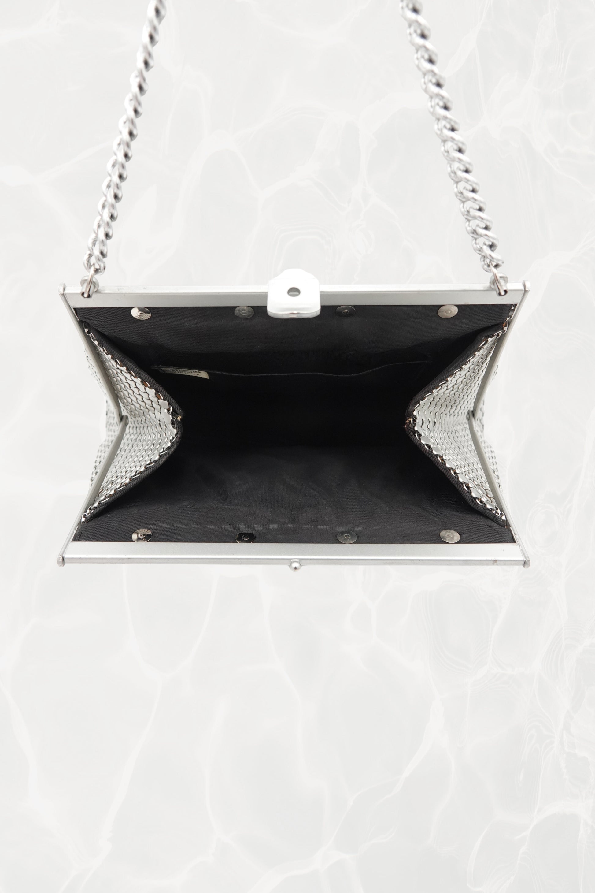 Silver Mesh Evening Bag with Chain Handle