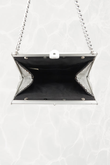 Silver Mesh Evening Bag with Chain Handle