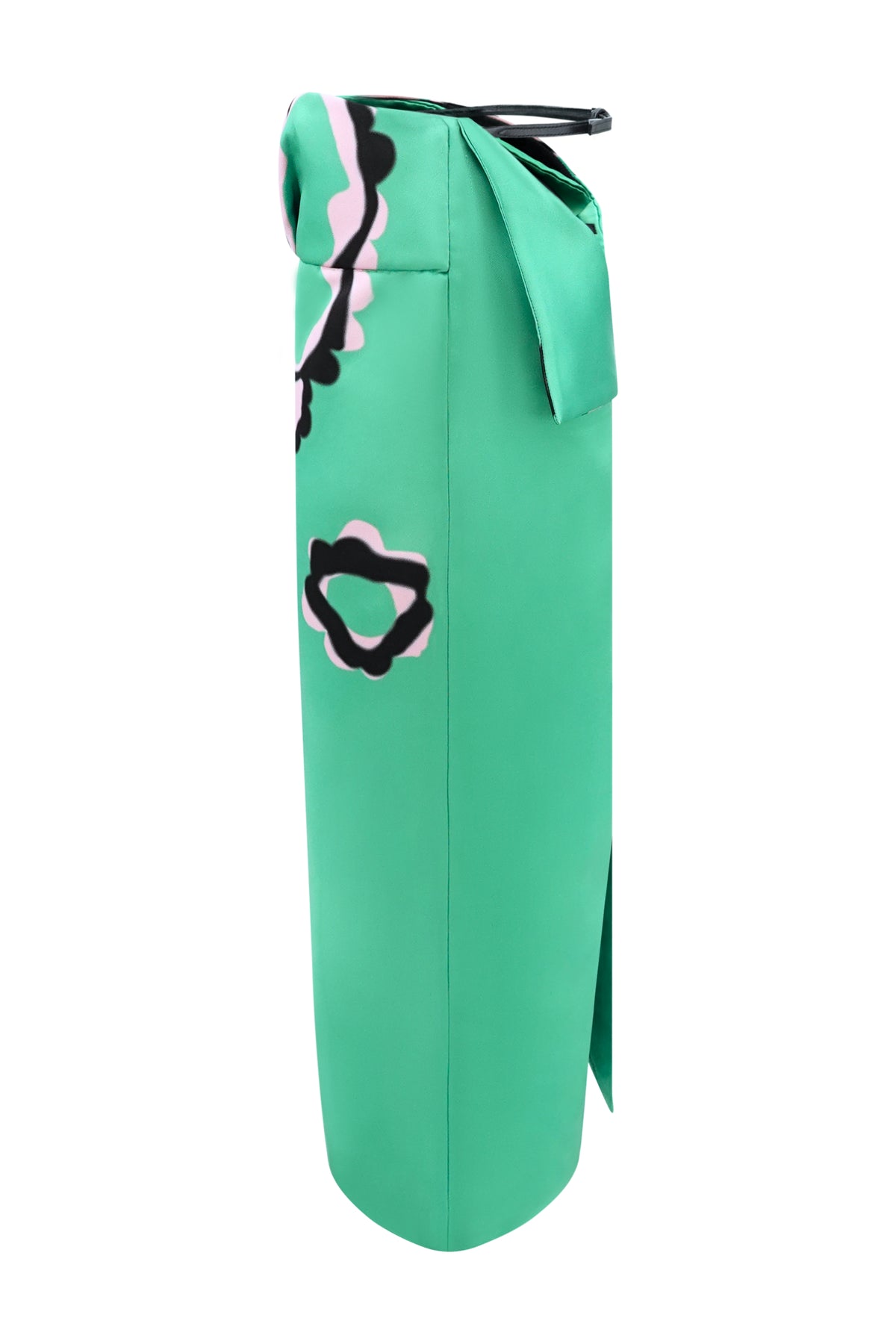 FW17 Runway Heart Blossom Print Green Duchesse Satin Bustier Dress