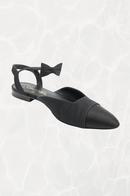 Chanel slingback flats, pair three-quarter view from above — Disco Palma