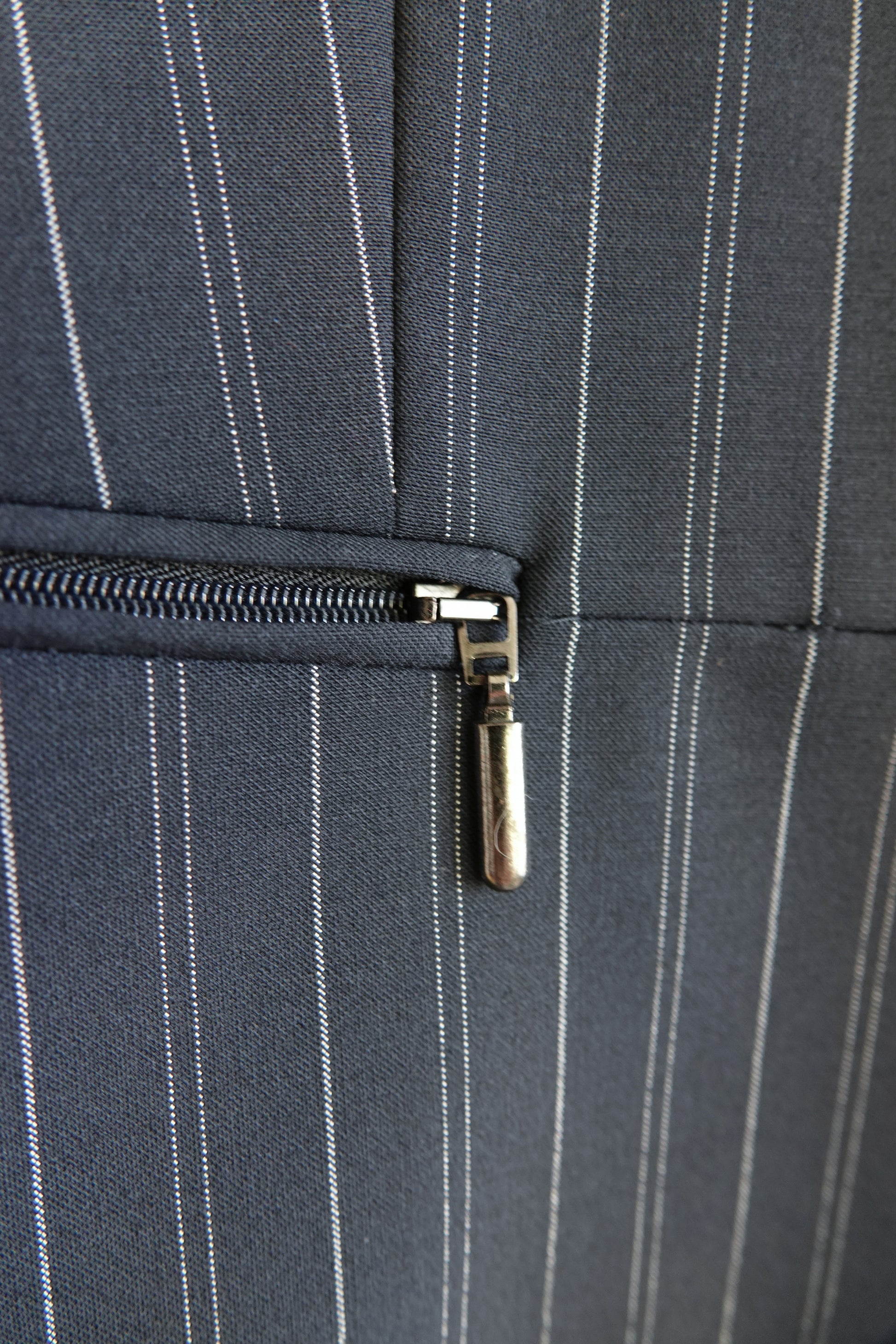 Vintage Armani Collezioni navy pinstripe jacket, button detail — Disco Palma