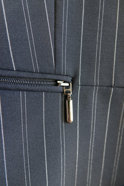 Vintage Armani Collezioni navy pinstripe jacket, button detail — Disco Palma