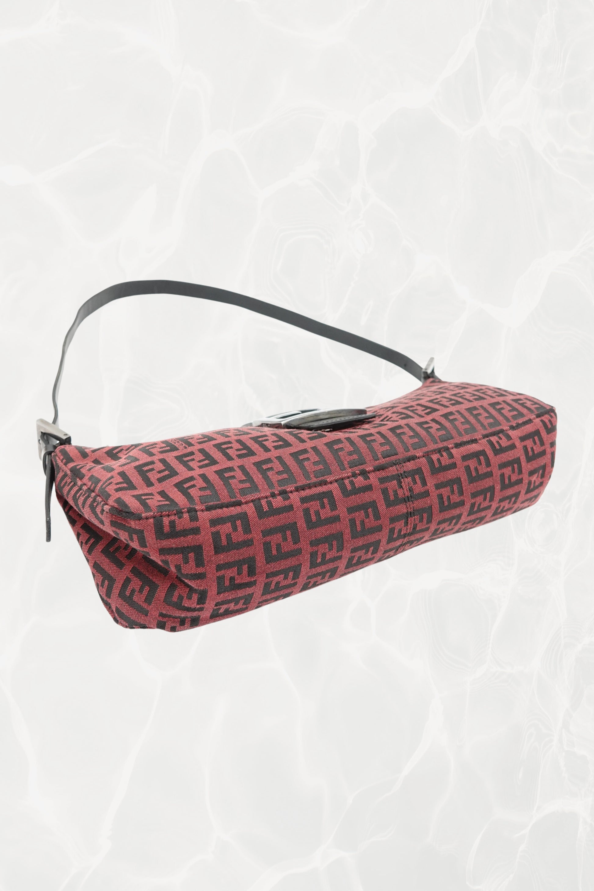 Fendi Zucchino FF monogram baguette, base view showing depth — Disco Palma