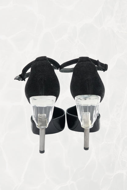 Early 2000s Patent T-Strap Lucite Heel Pumps