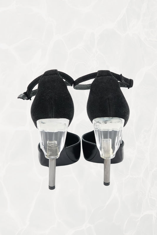 Early 2000s Patent T-Strap Lucite Heel Pumps